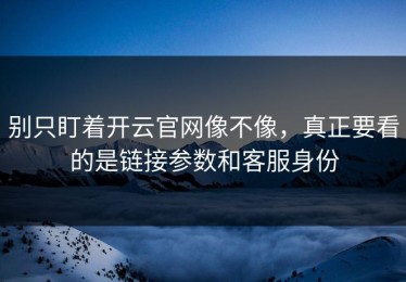 别只盯着开云官网像不像，真正要看的是链接参数和客服身份