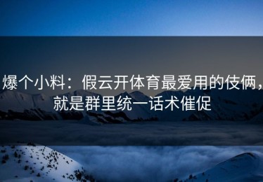 爆个小料：假云开体育最爱用的伎俩，就是群里统一话术催促