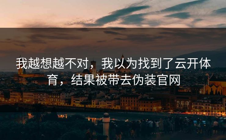 我越想越不对，我以为找到了云开体育，结果被带去伪装官网